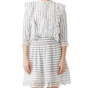 Scotch & Soda Stripe Broderie Anglaise Dress